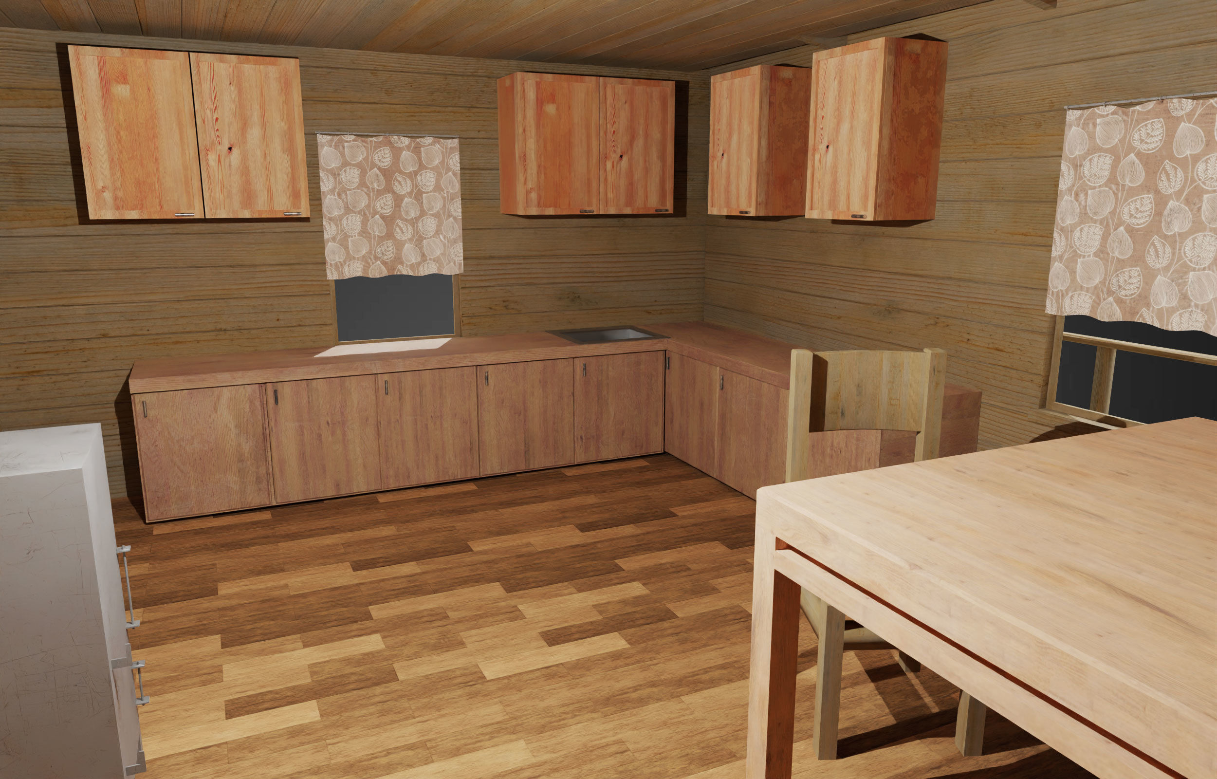 Wooden house on stilts and construction set Low-poly 3D model_7