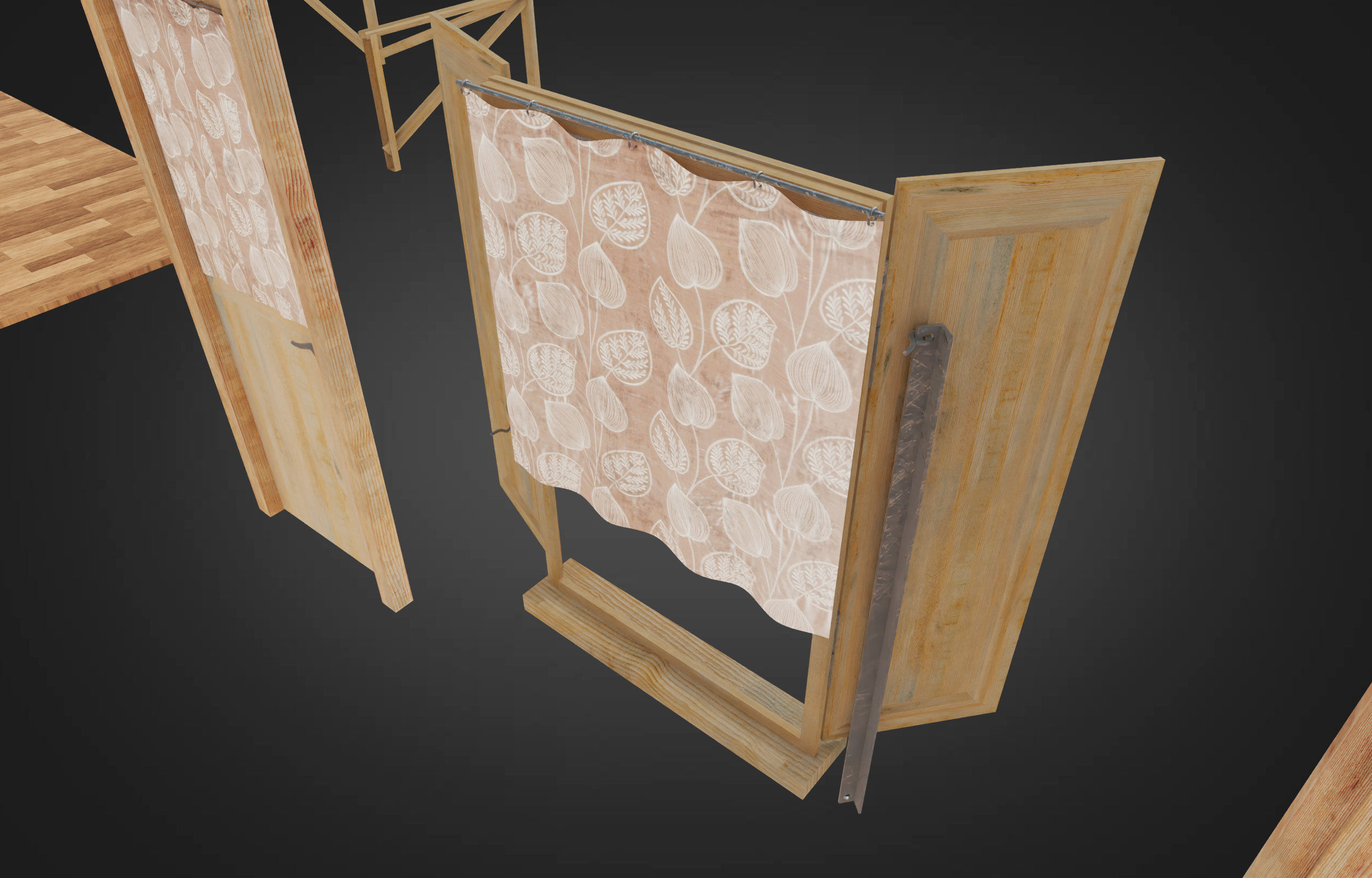 Wooden house on stilts and construction set Low-poly 3D model_10