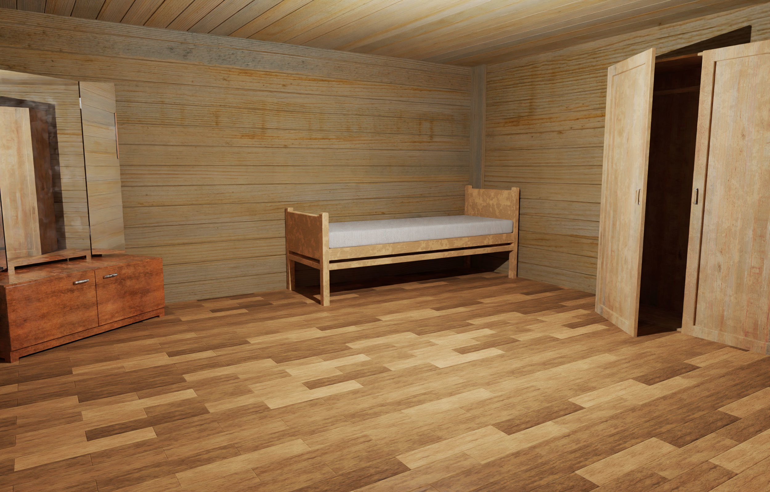 Wooden house on stilts and construction set Low-poly 3D model_6