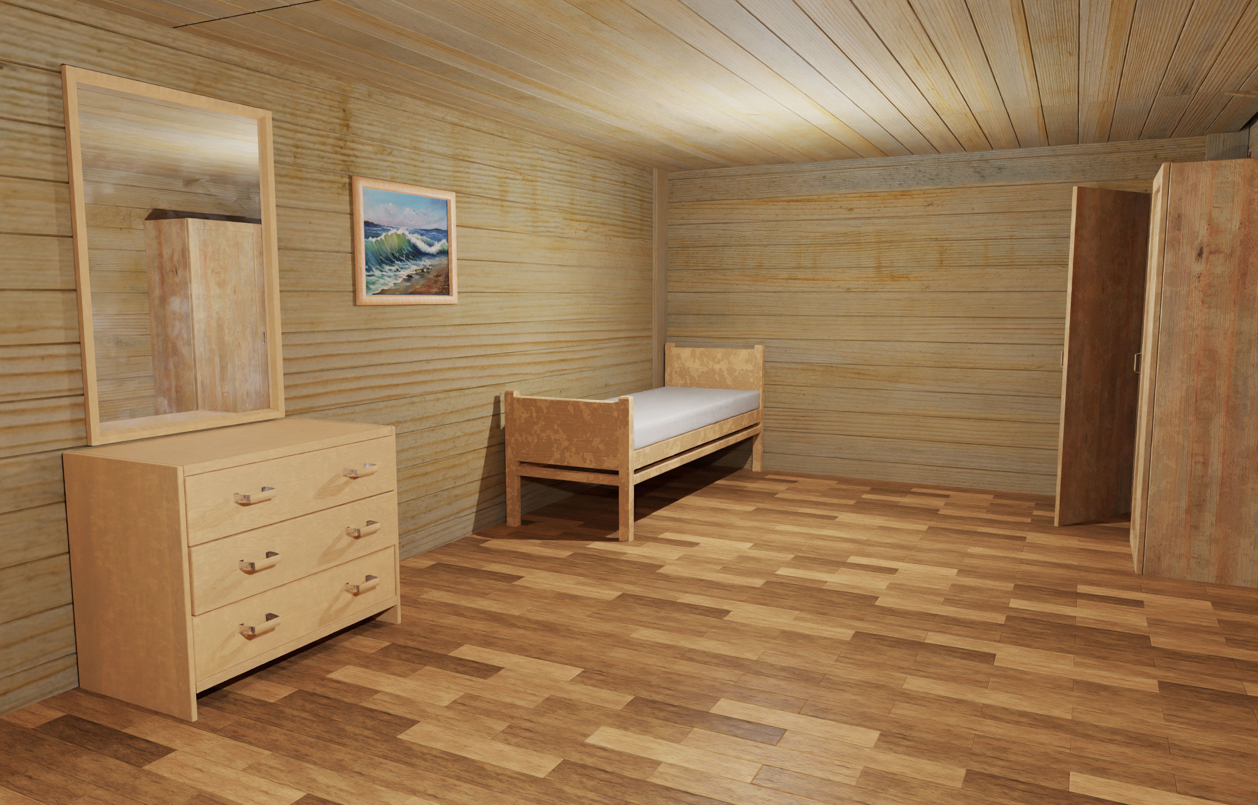 Wooden house on stilts and construction set Low-poly 3D model_5