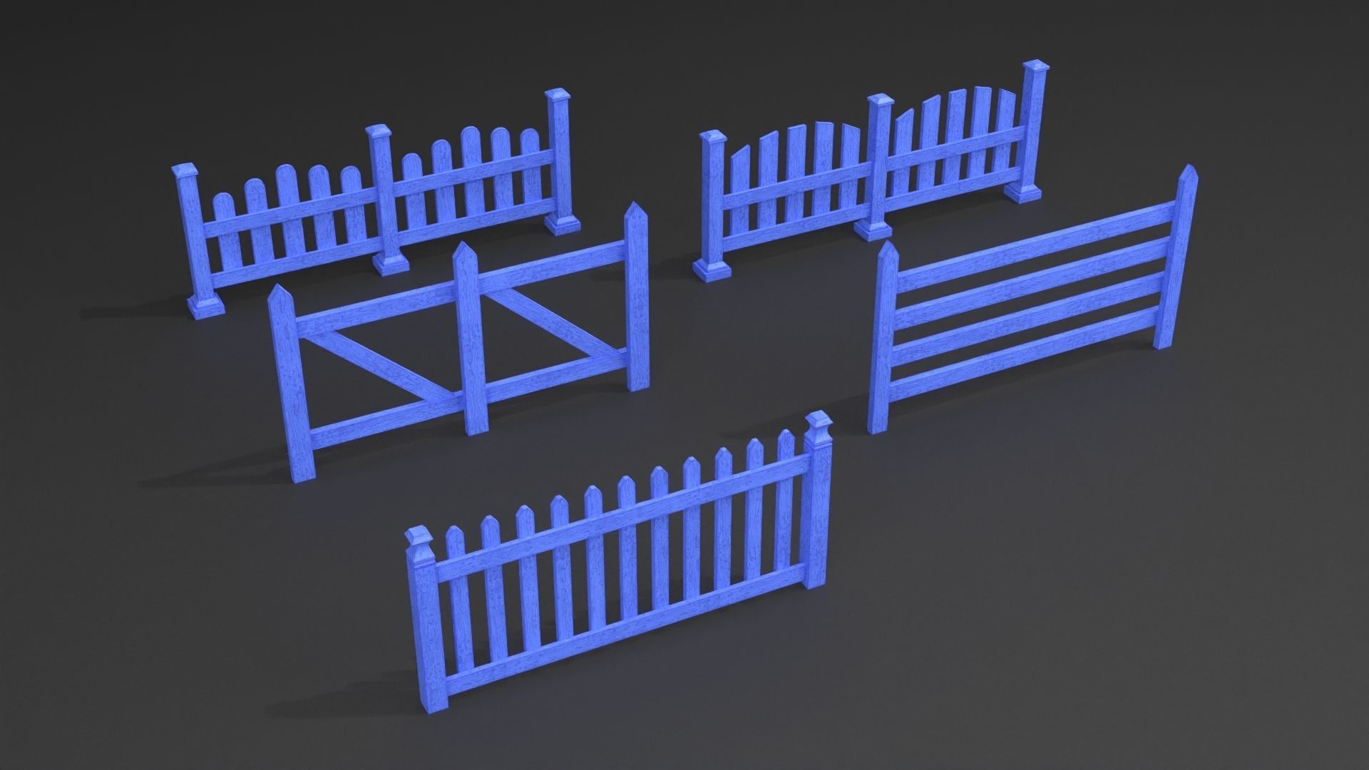 PBR Wooden Fence Pack  Low-poly 3D model_1
