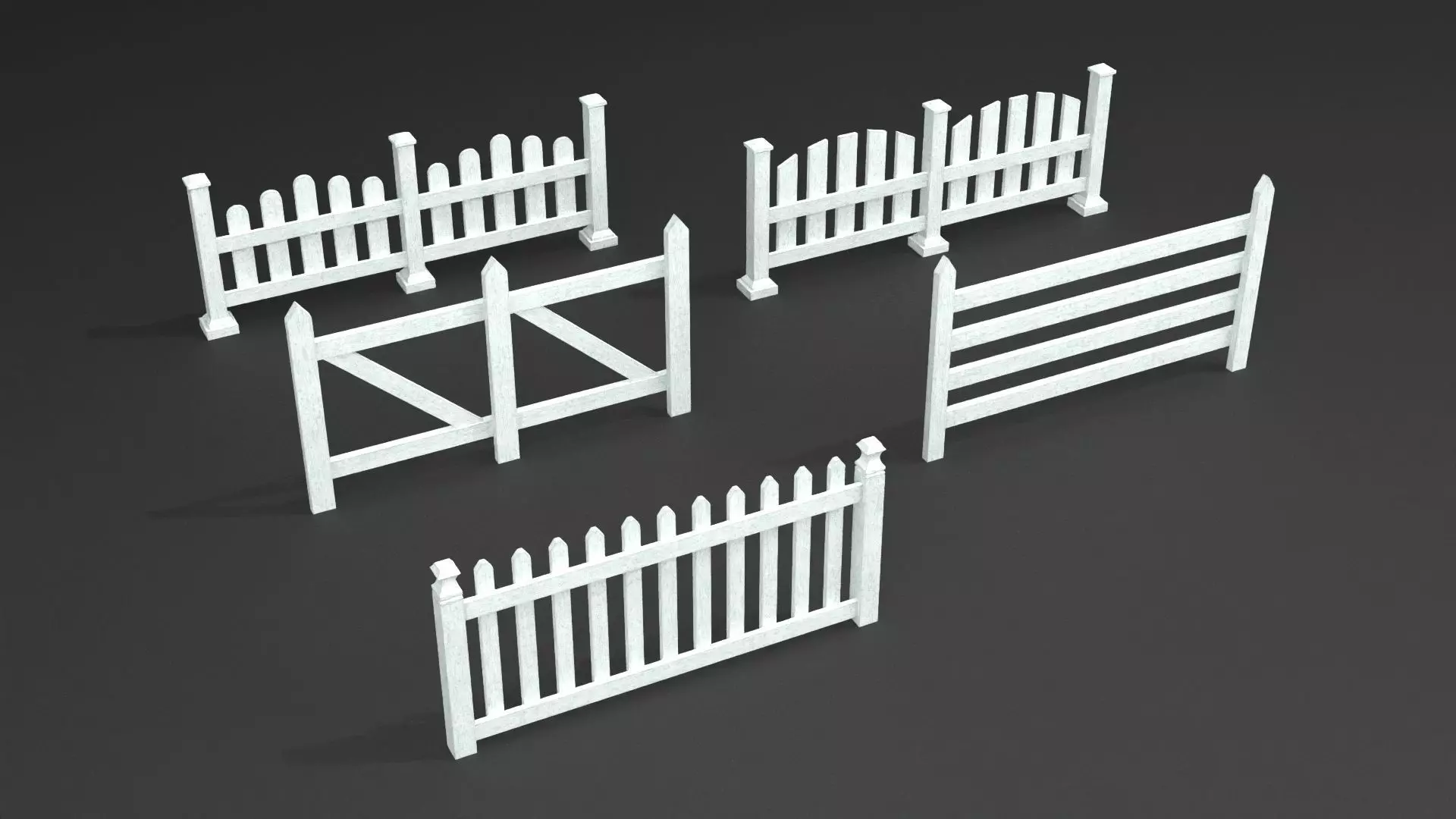PBR Wooden Fence Pack  Low-poly 3D model_0