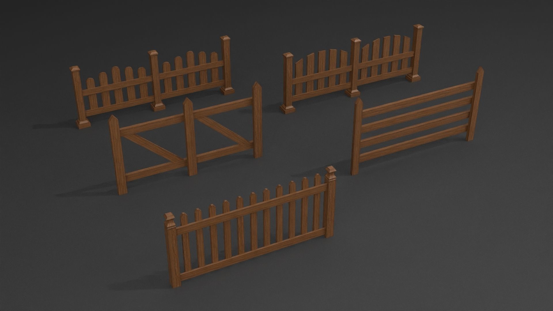 PBR Wooden Fence Pack  Low-poly 3D model_3