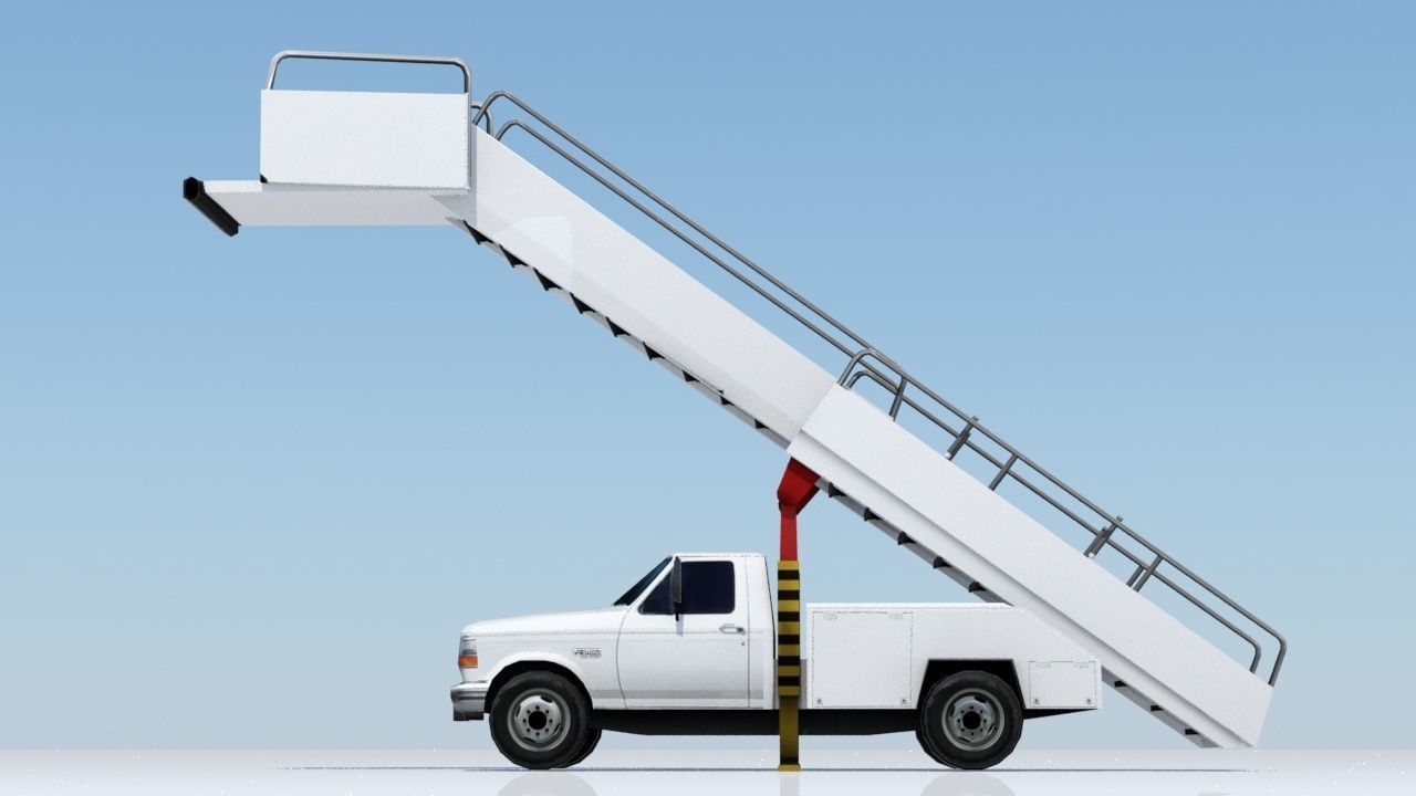 F350 ford Stair truck AIrport Ground Support Low Poly Low-poly 3D model_5