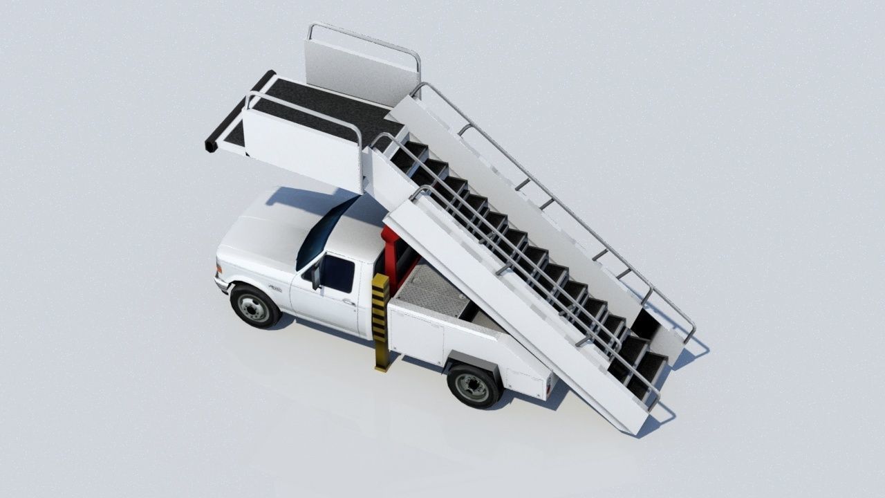 F350 ford Stair truck AIrport Ground Support Low Poly Low-poly 3D model_2