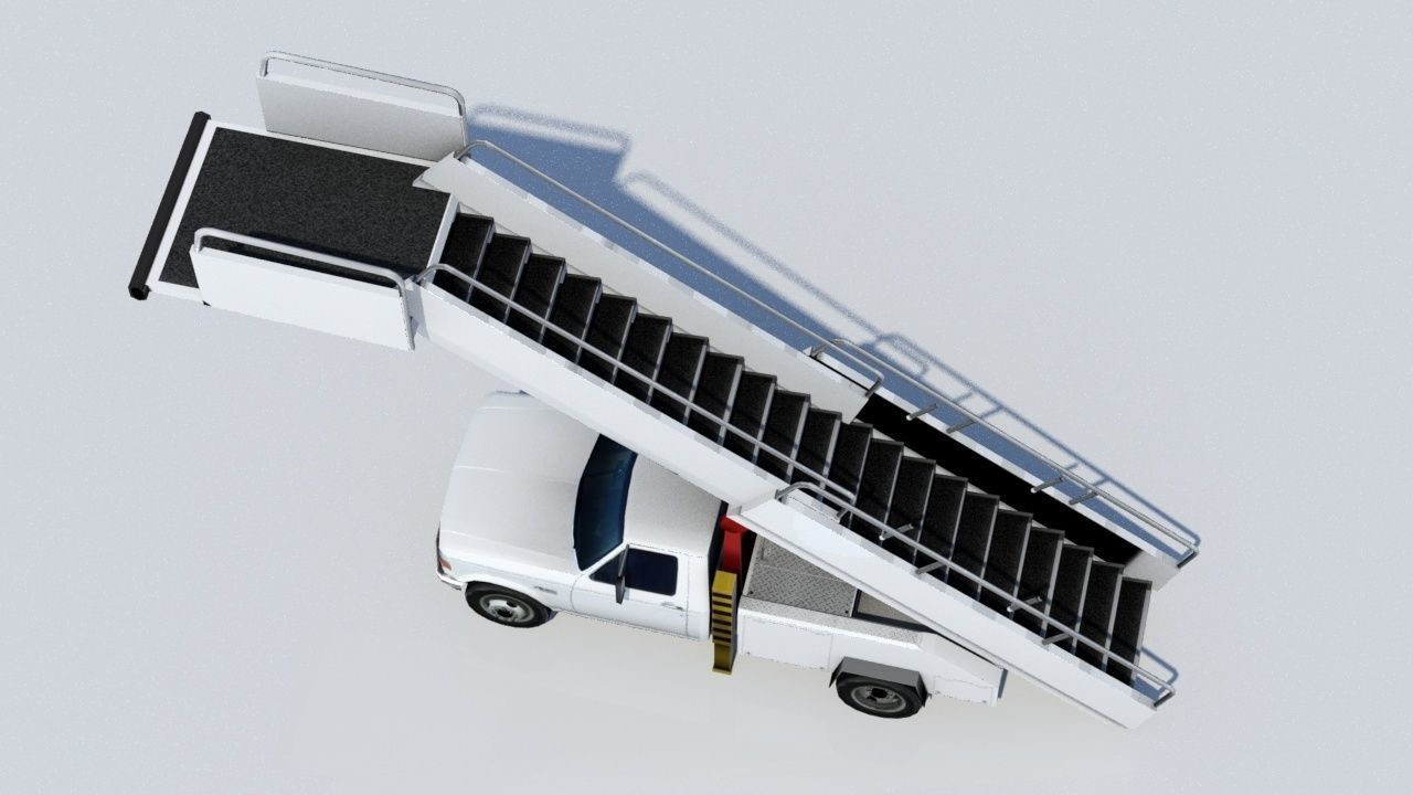 F350 ford Stair truck AIrport Ground Support Low Poly Low-poly 3D model_1