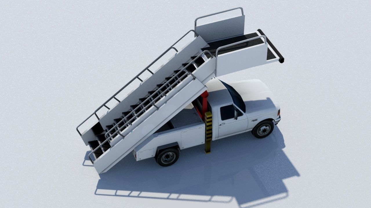 F350 ford Stair truck AIrport Ground Support Low Poly Low-poly 3D model_3