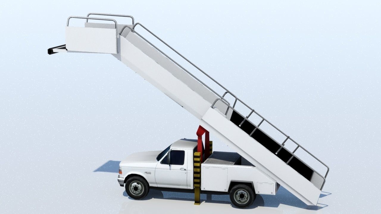 F350 ford Stair truck AIrport Ground Support Low Poly Low-poly 3D model_6