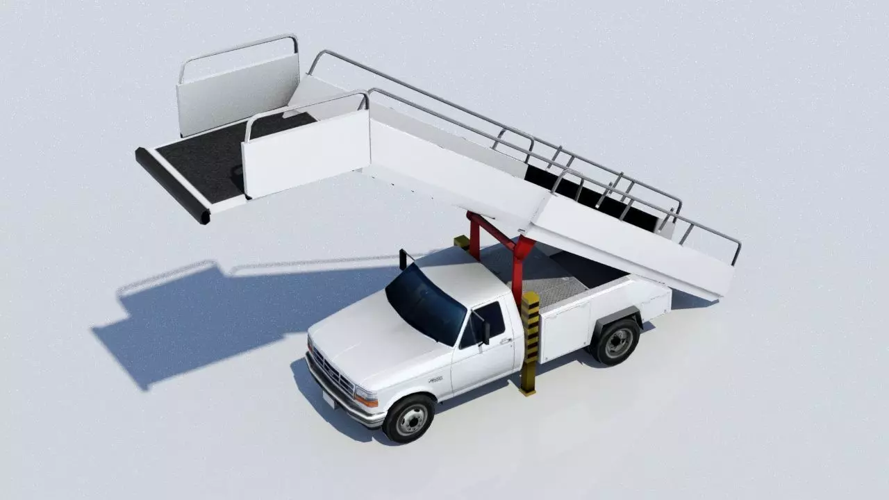 F350 ford Stair truck AIrport Ground Support Low Poly Low-poly 3D model_0
