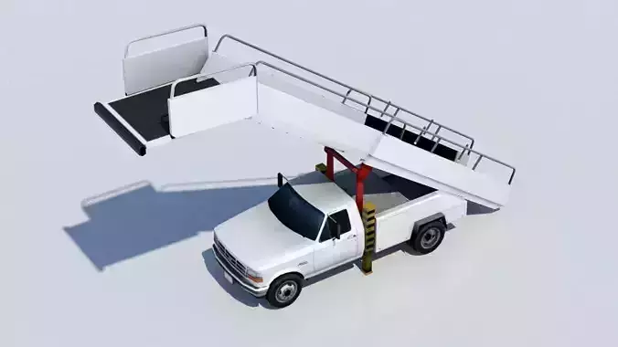 F350 ford Stair truck AIrport Ground Support Low Poly Low-poly 3D model