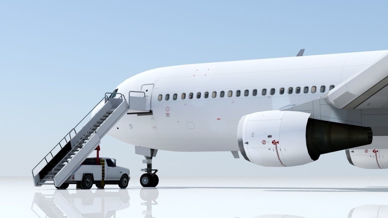 F350 ford Stair truck AIrport Ground Support Low Poly Low-poly 3D model_7