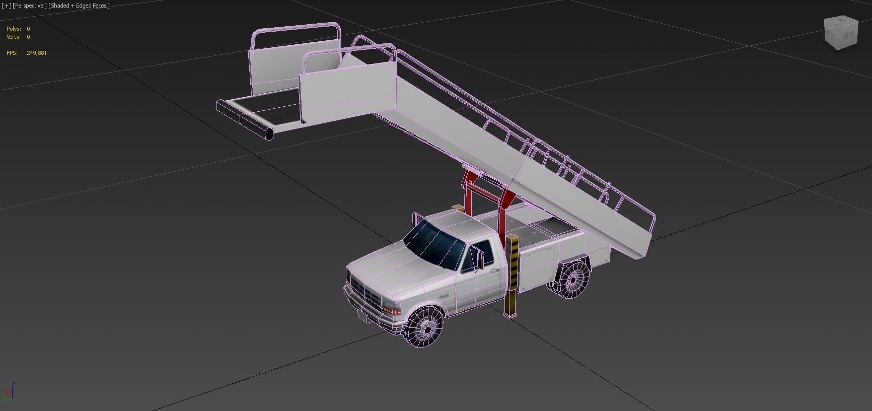 F350 ford Stair truck AIrport Ground Support Low Poly Low-poly 3D model_8
