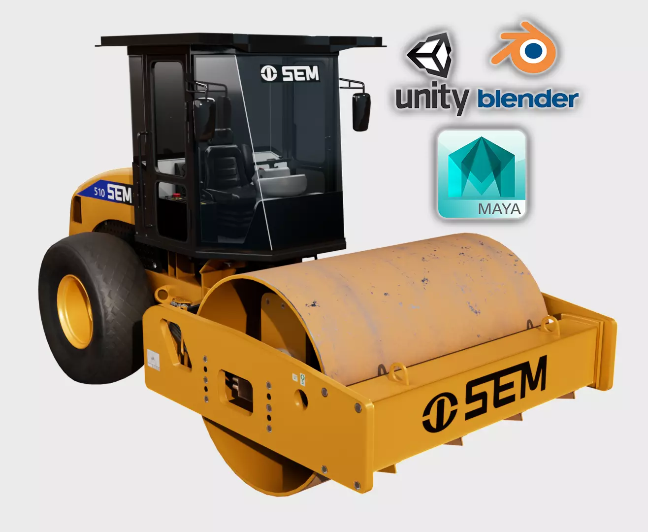 SEM 510 Soil Compactor Low-poly 3D model