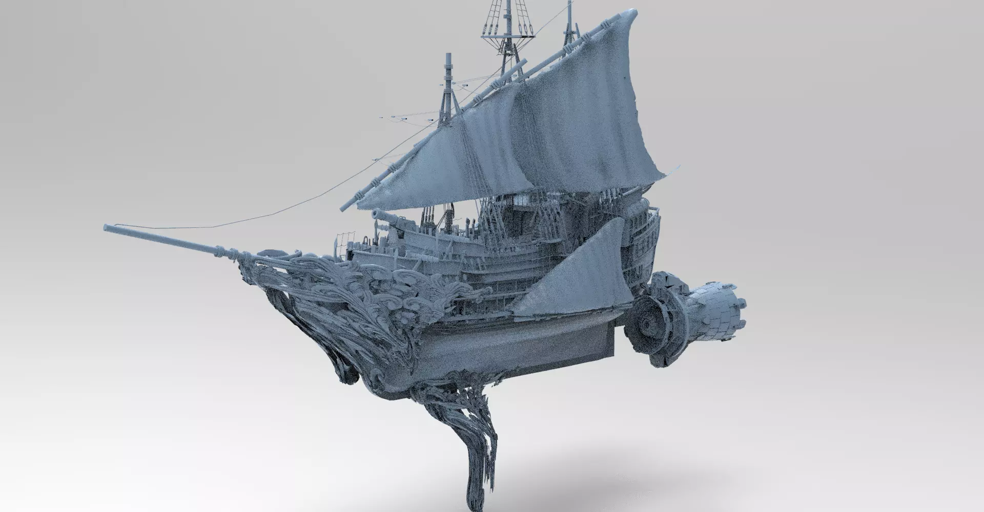 Baroque detailed Drake ship 3D model_0