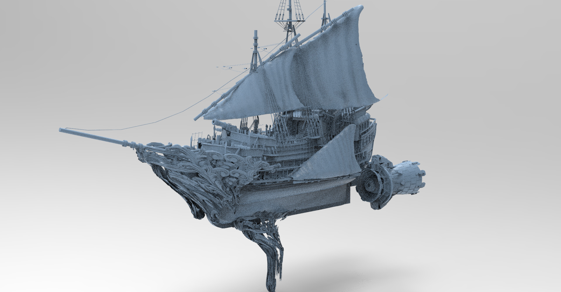 Baroque detailed Drake ship 3D model_1