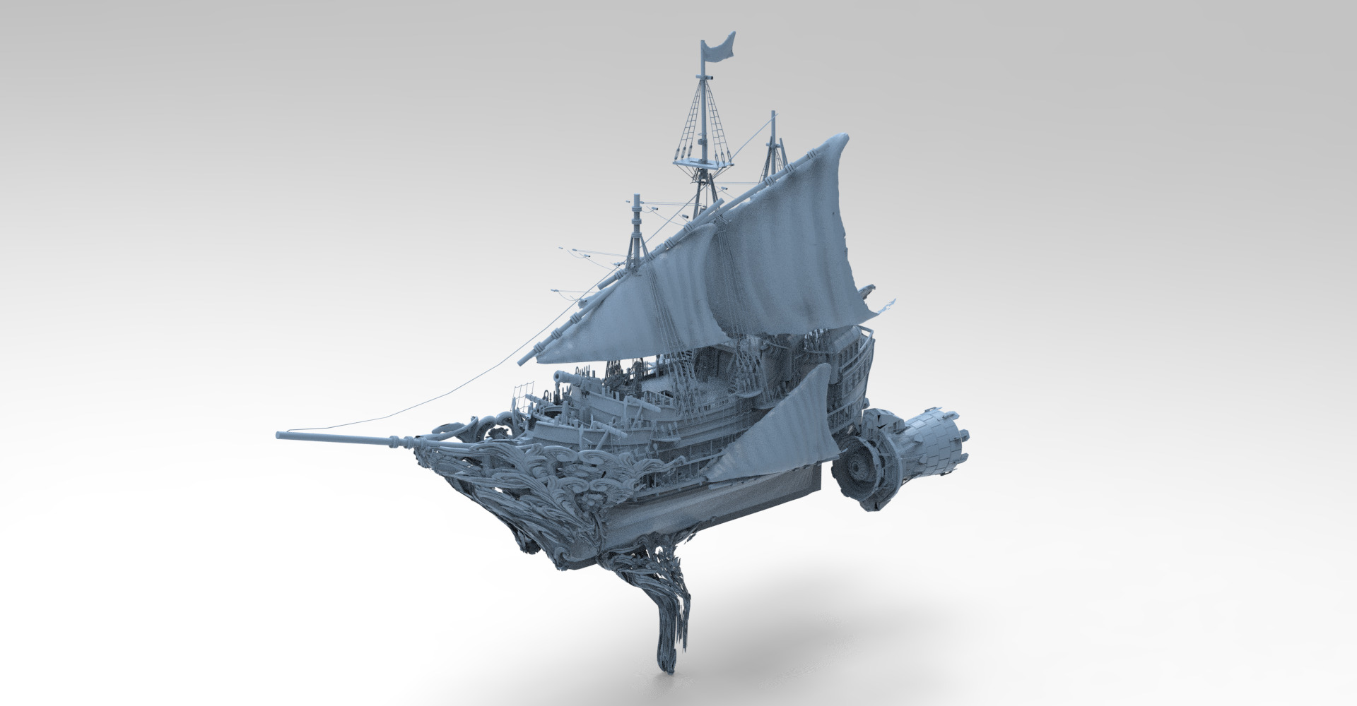 Baroque detailed Drake ship 3D model_2