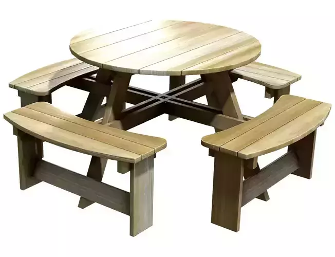 Picnic Bench 2 Low-poly 3D model