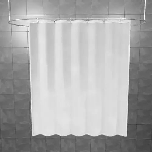 Shower Curtain With Steel Shelf