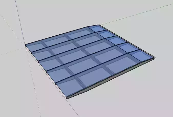 Wafle tappered steel glass canopy Low-poly 3D model