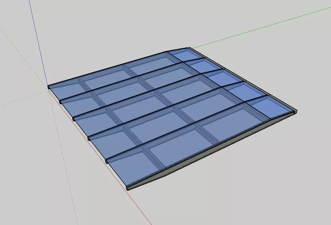 Wafle tappered steel glass canopy Low-poly 3D model_0