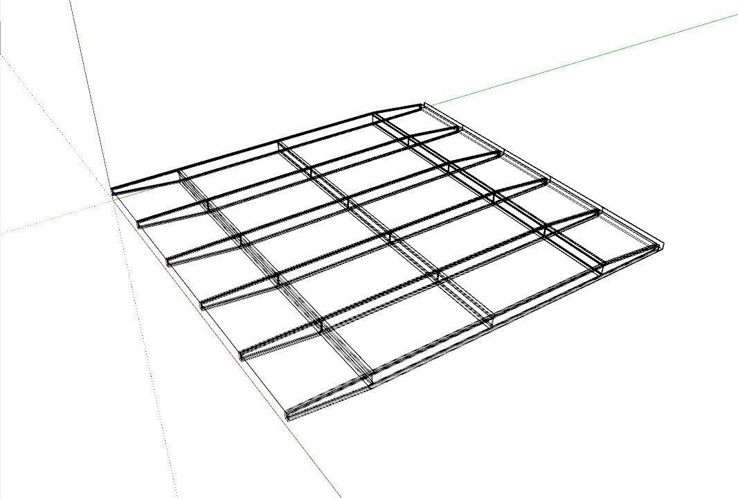 Wafle tappered steel glass canopy Low-poly 3D model_2