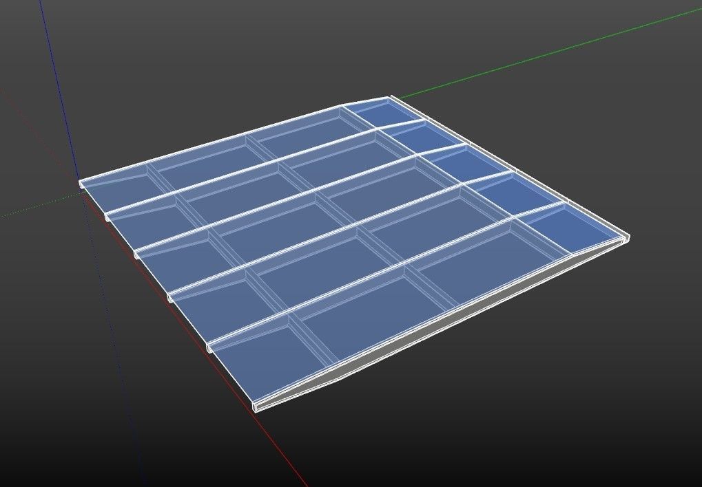 Wafle tappered steel glass canopy Low-poly 3D model_1