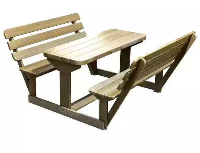 Picnic Bench 3 Low-poly 3D model