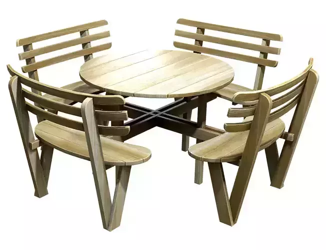 Picnic Bench 4 Low-poly 3D model