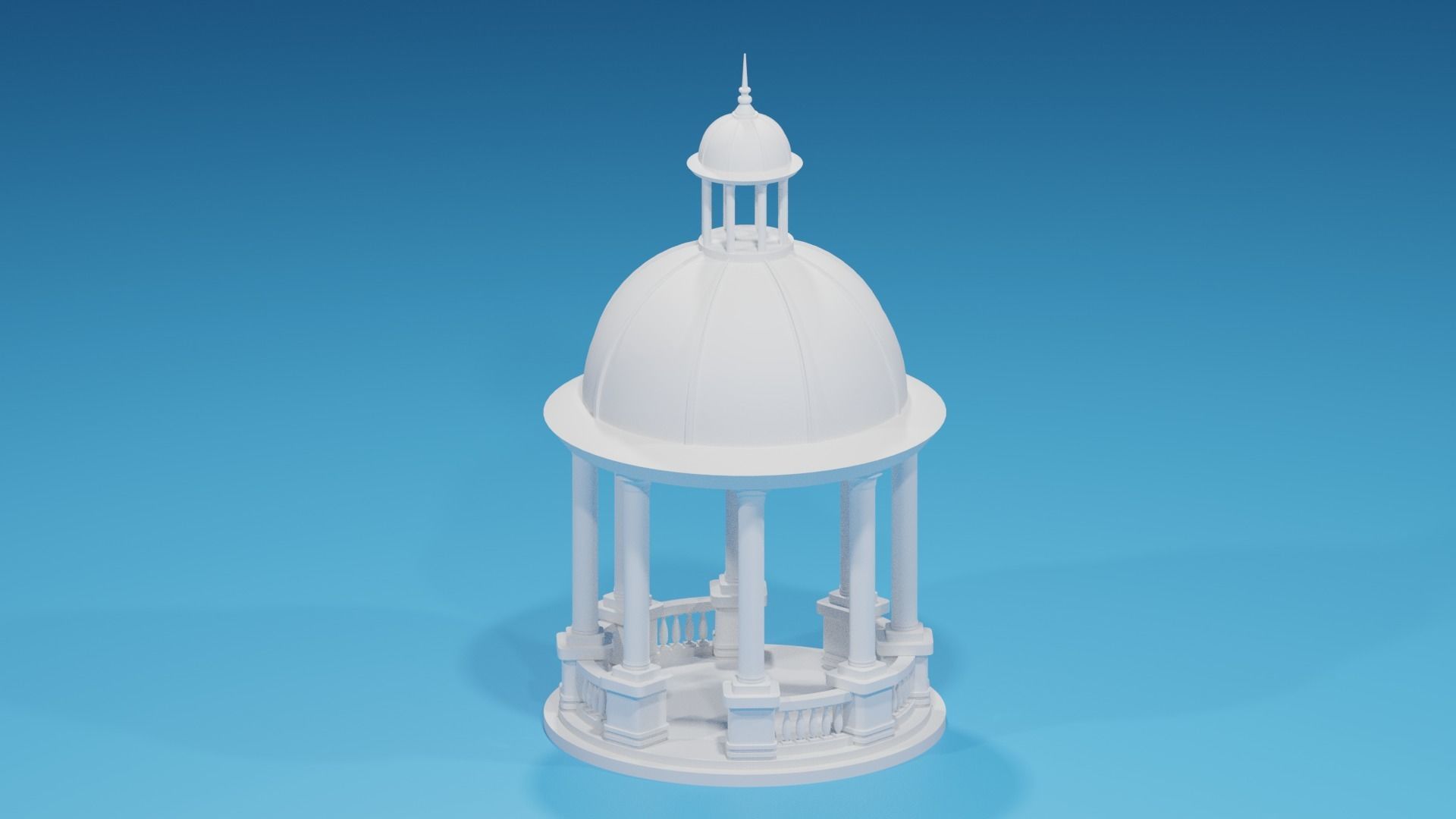 Cartoon Stone Gazebo with Roof 3D model_1
