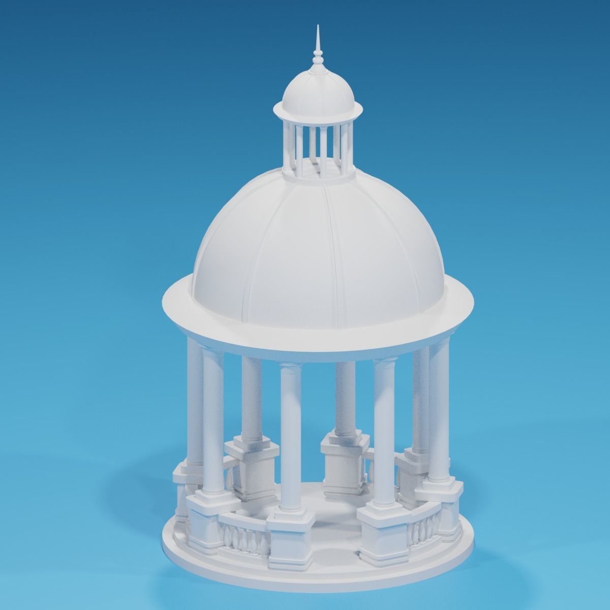Cartoon Stone Gazebo with Roof 3D model_13