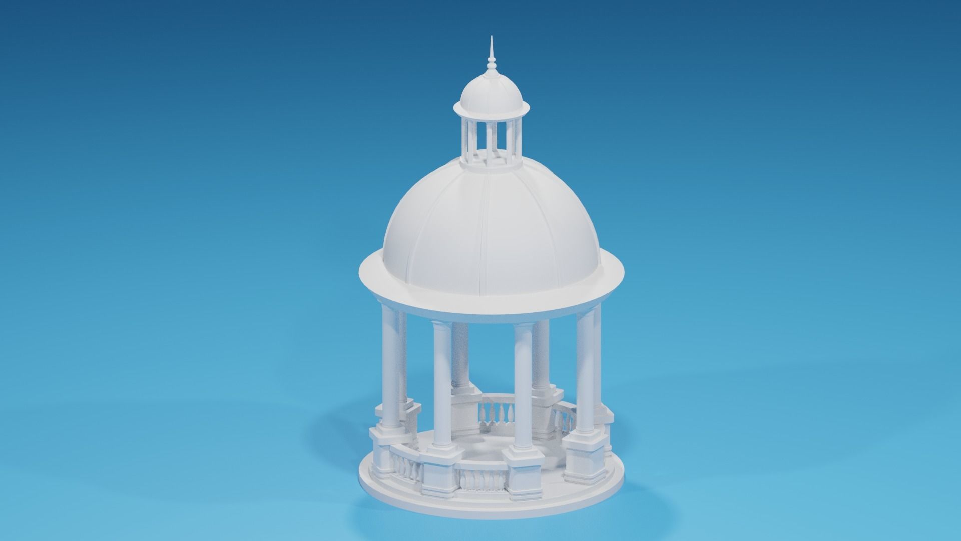 Cartoon Stone Gazebo with Roof 3D model_6