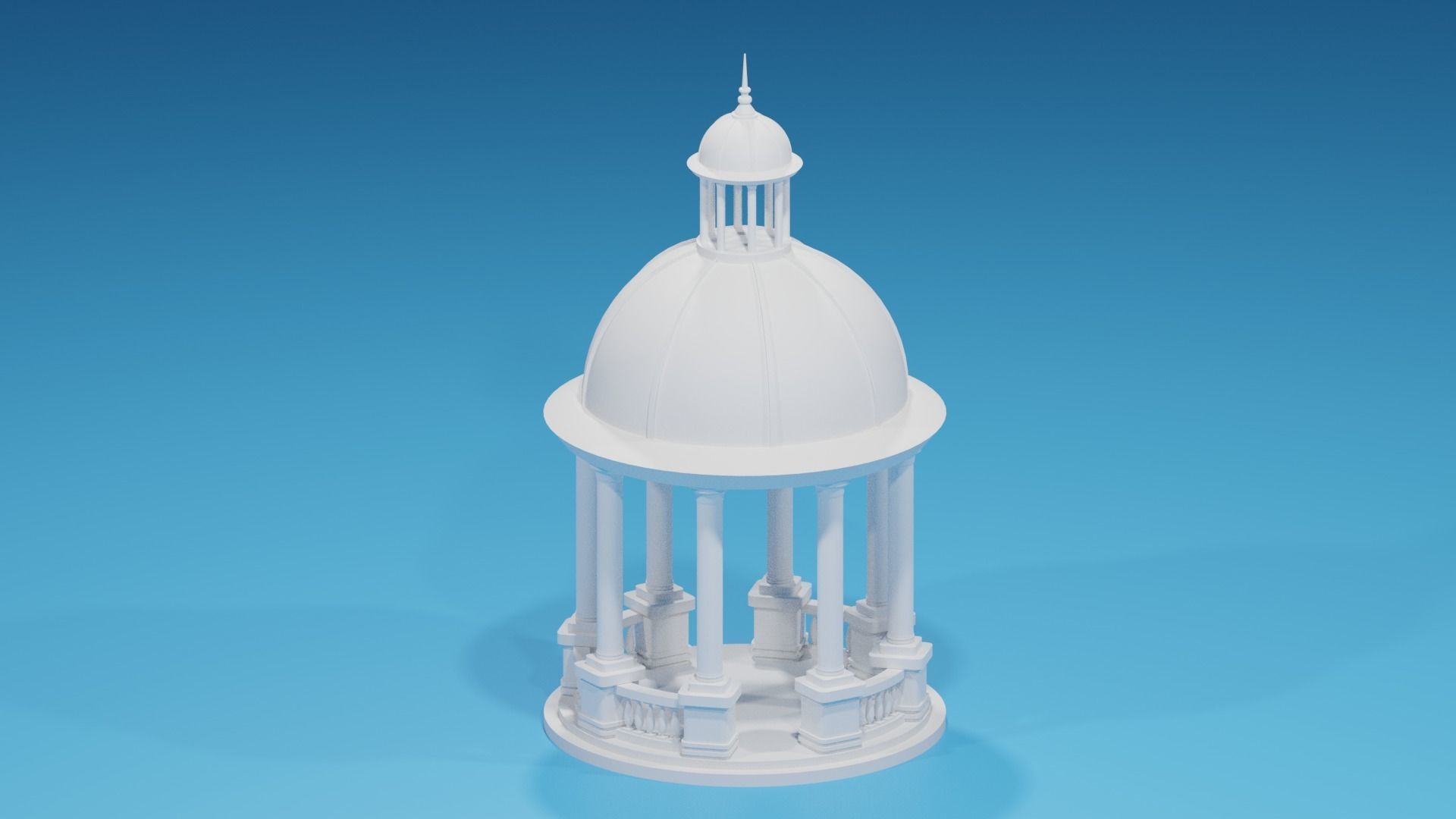 Cartoon Stone Gazebo with Roof 3D model_7