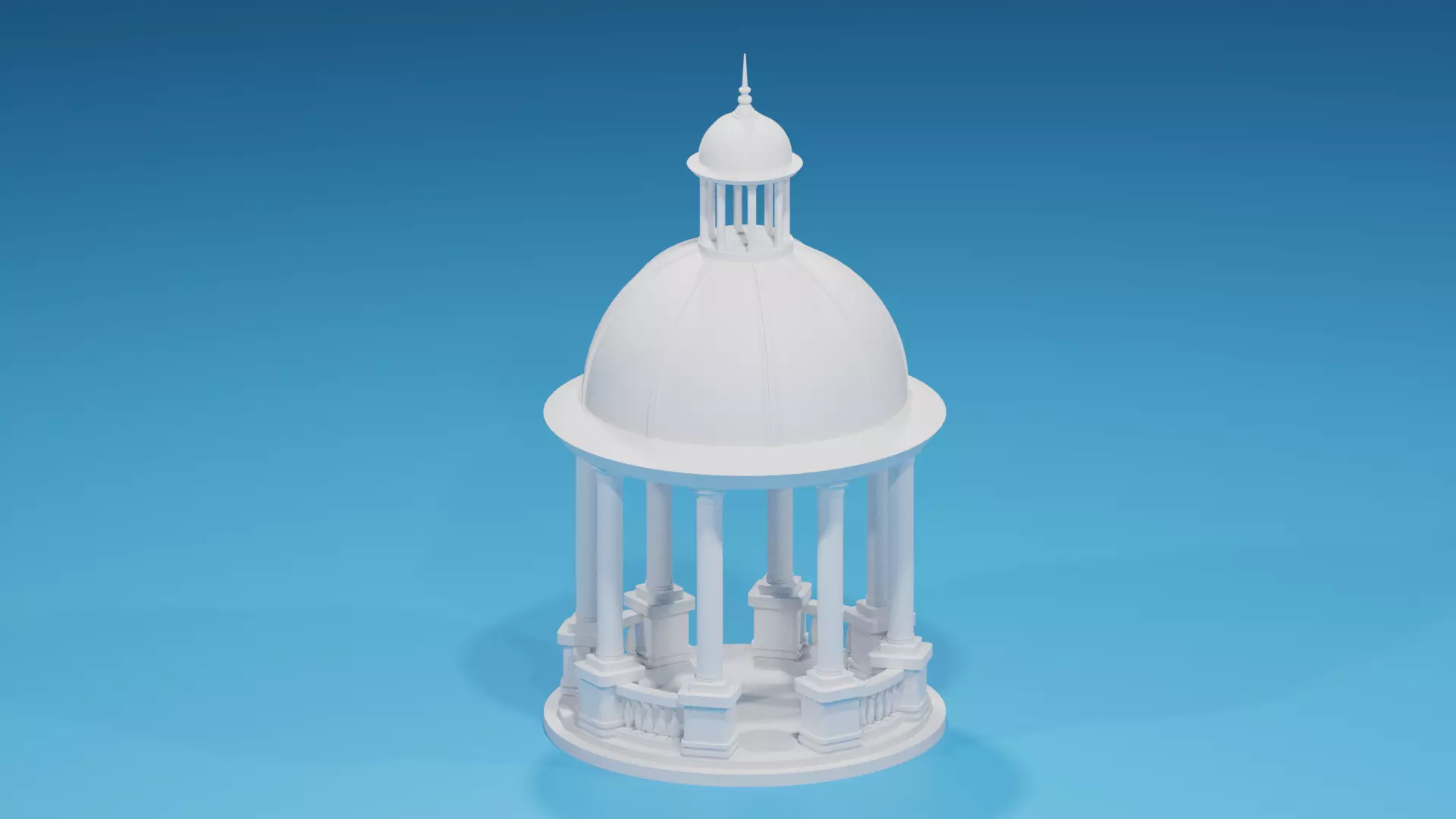 Cartoon Stone Gazebo with Roof 3D model_0
