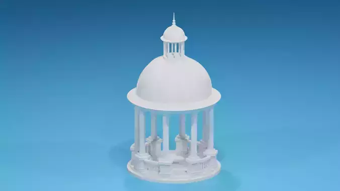 Cartoon Stone Gazebo with Roof