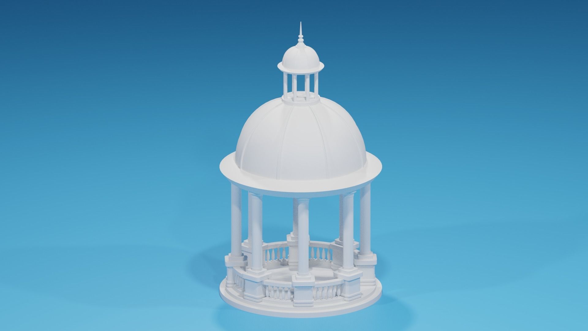 Cartoon Stone Gazebo with Roof 3D model_5