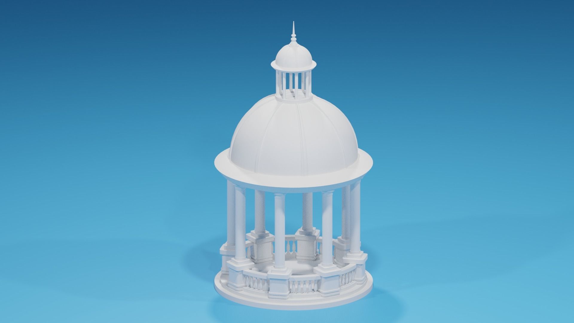 Cartoon Stone Gazebo with Roof 3D model_4