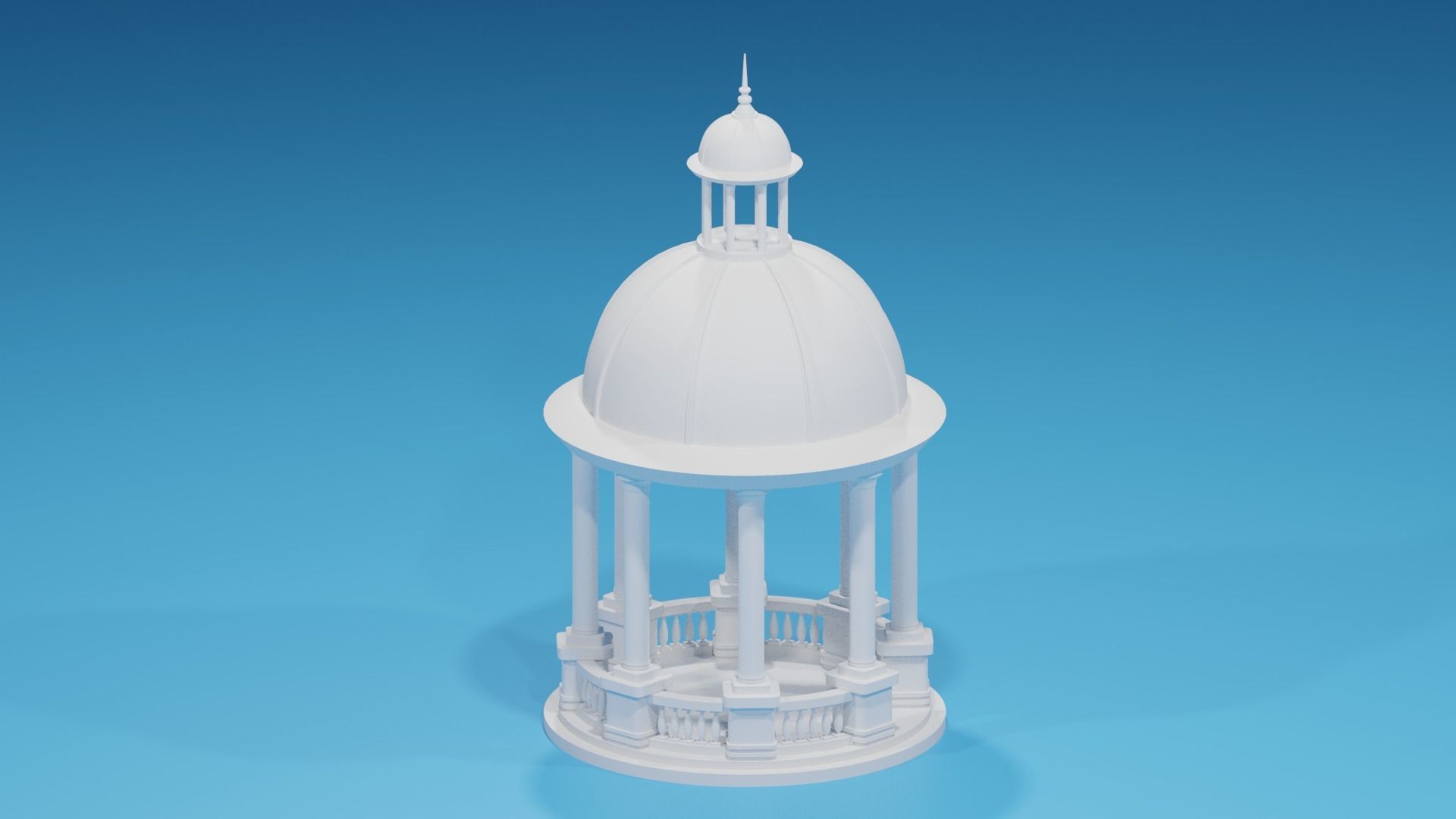 Cartoon Stone Gazebo with Roof 3D model_11
