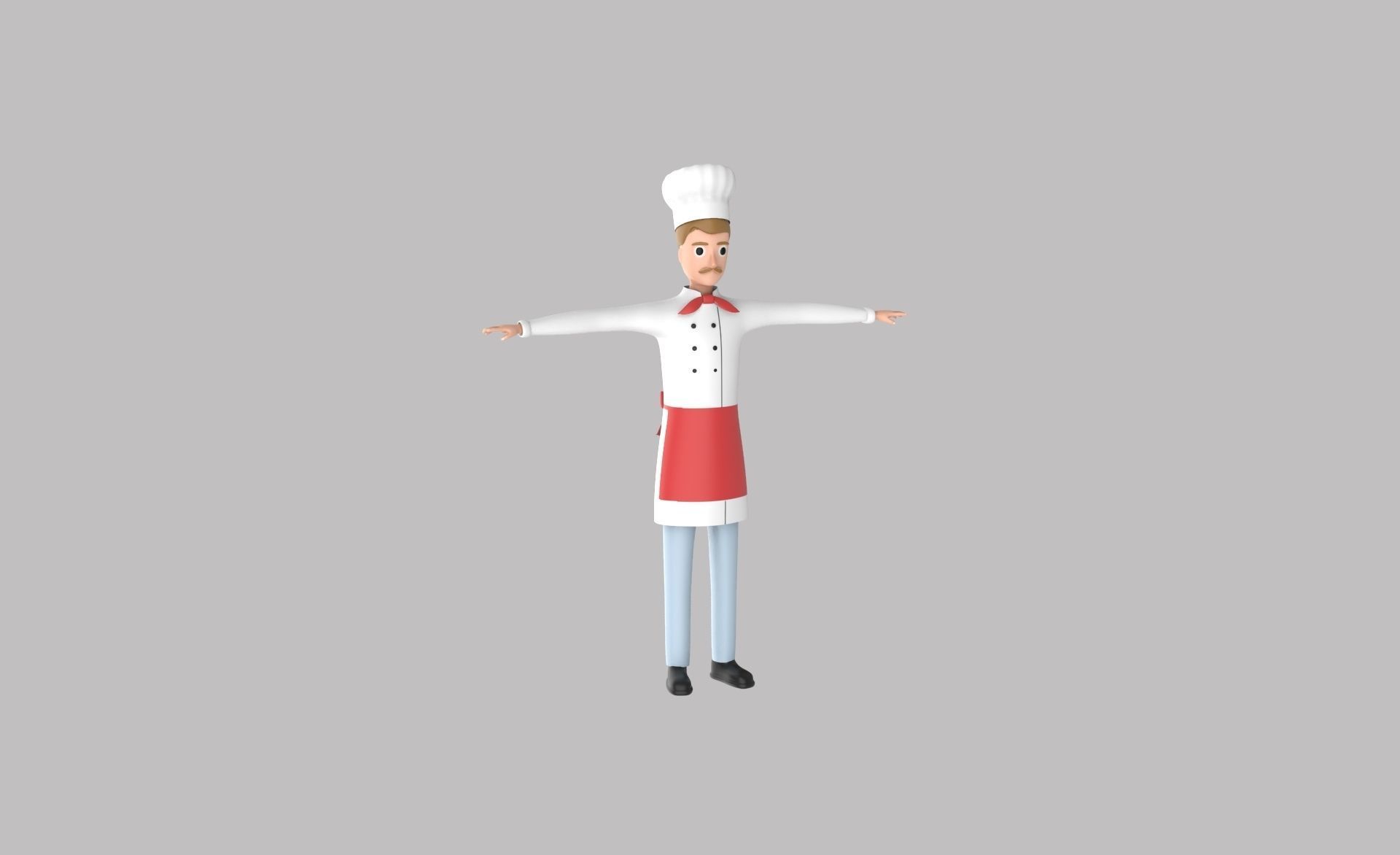 Character v003 Chef 3d Free low-poly 3D model_13
