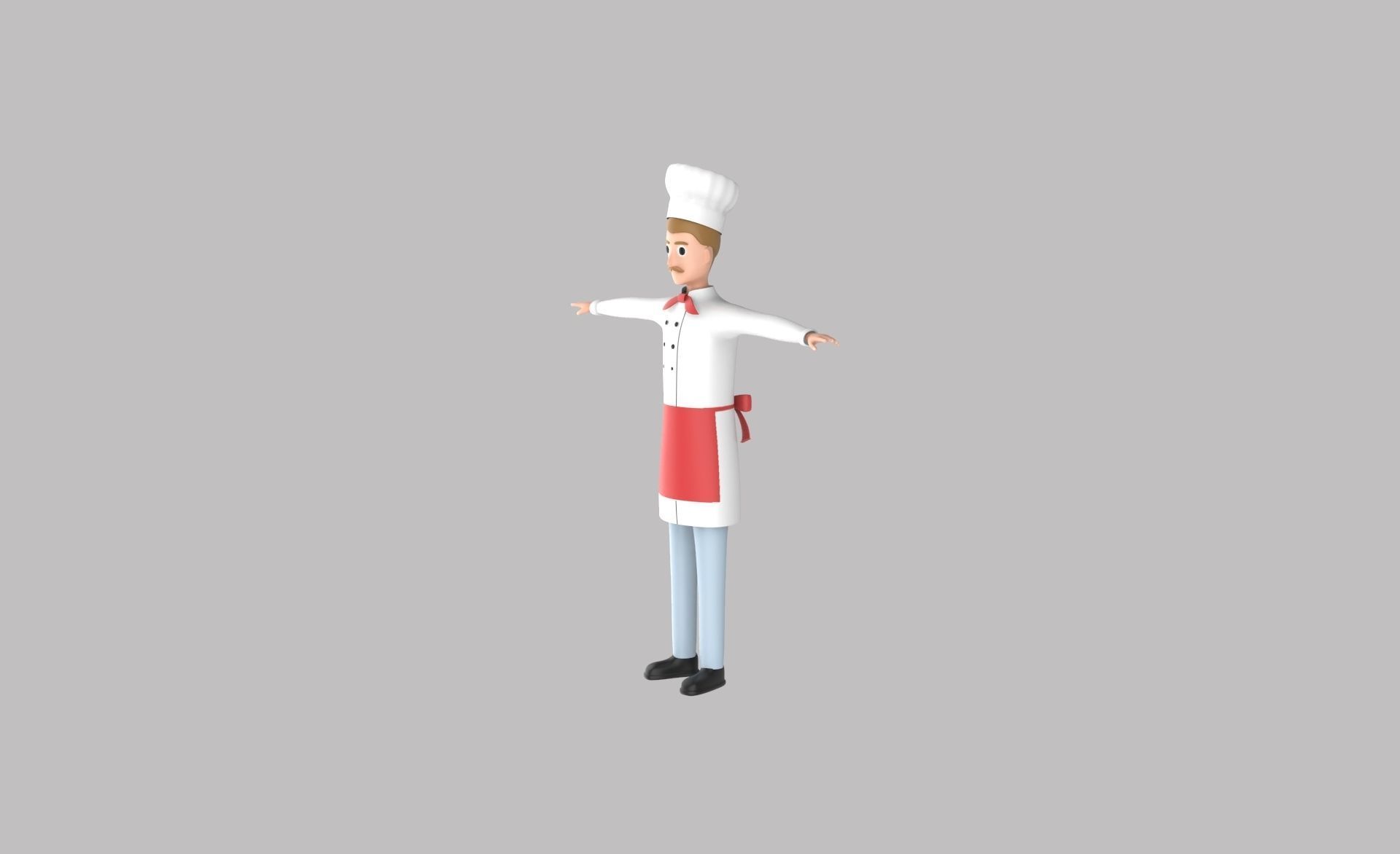 Character v003 Chef 3d Free low-poly 3D model_2