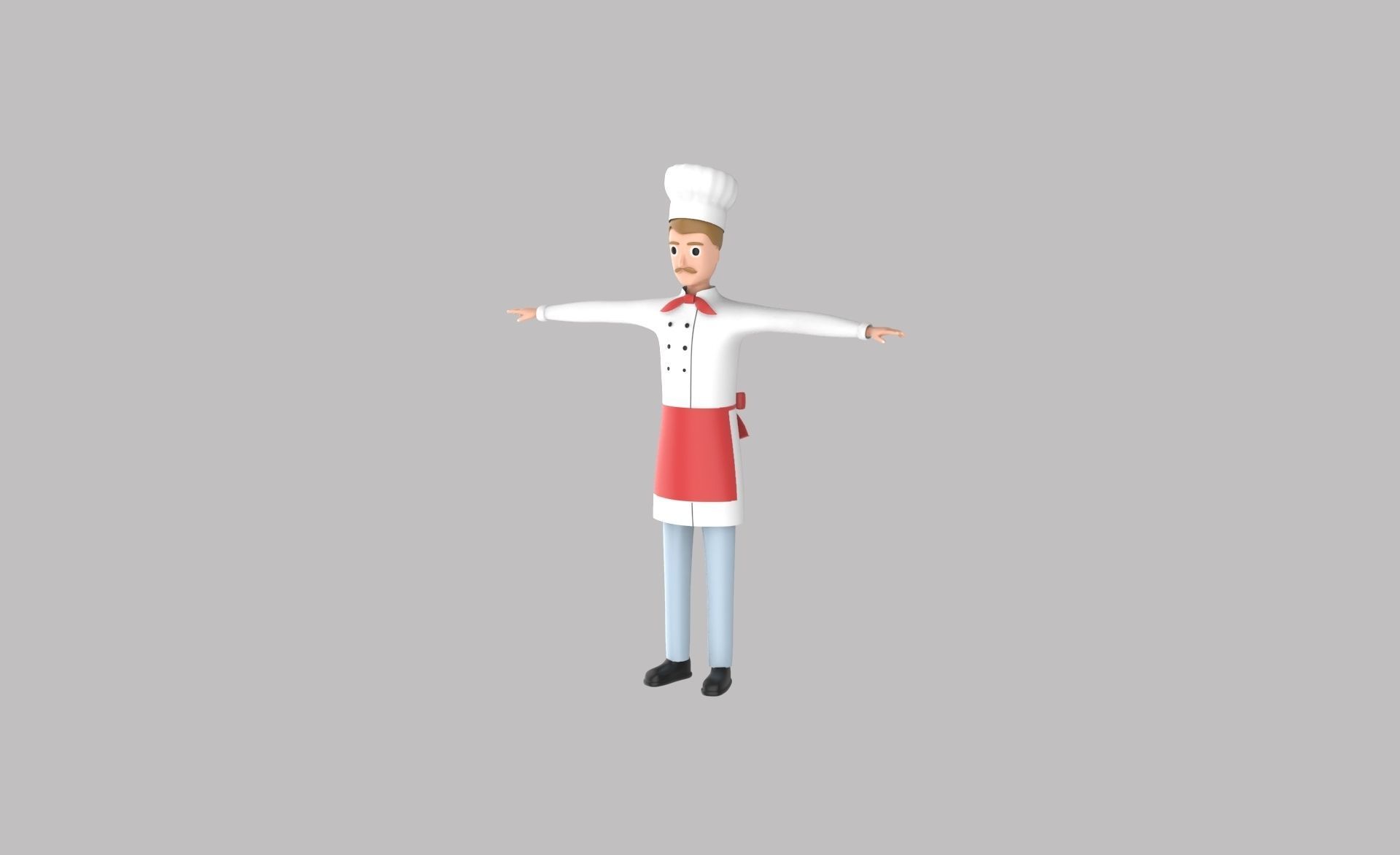 Character v003 Chef 3d Free low-poly 3D model_1
