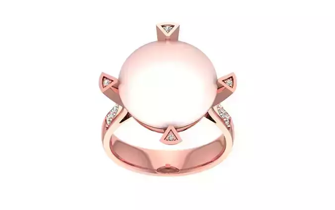 Women Pearl Ring 3dm STL OBJ FBX Render Details