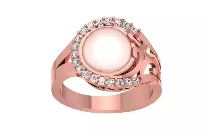 Women Pearl Ring 3dm STL OBJ FBX Render Details