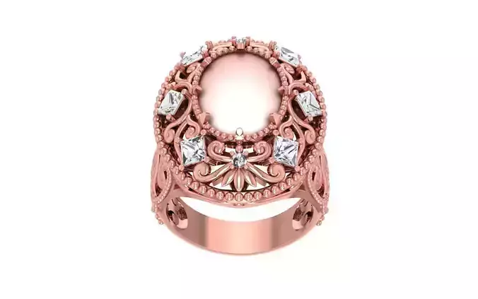 Women Pearl Ring 3dm STL OBJ FBX Render Details