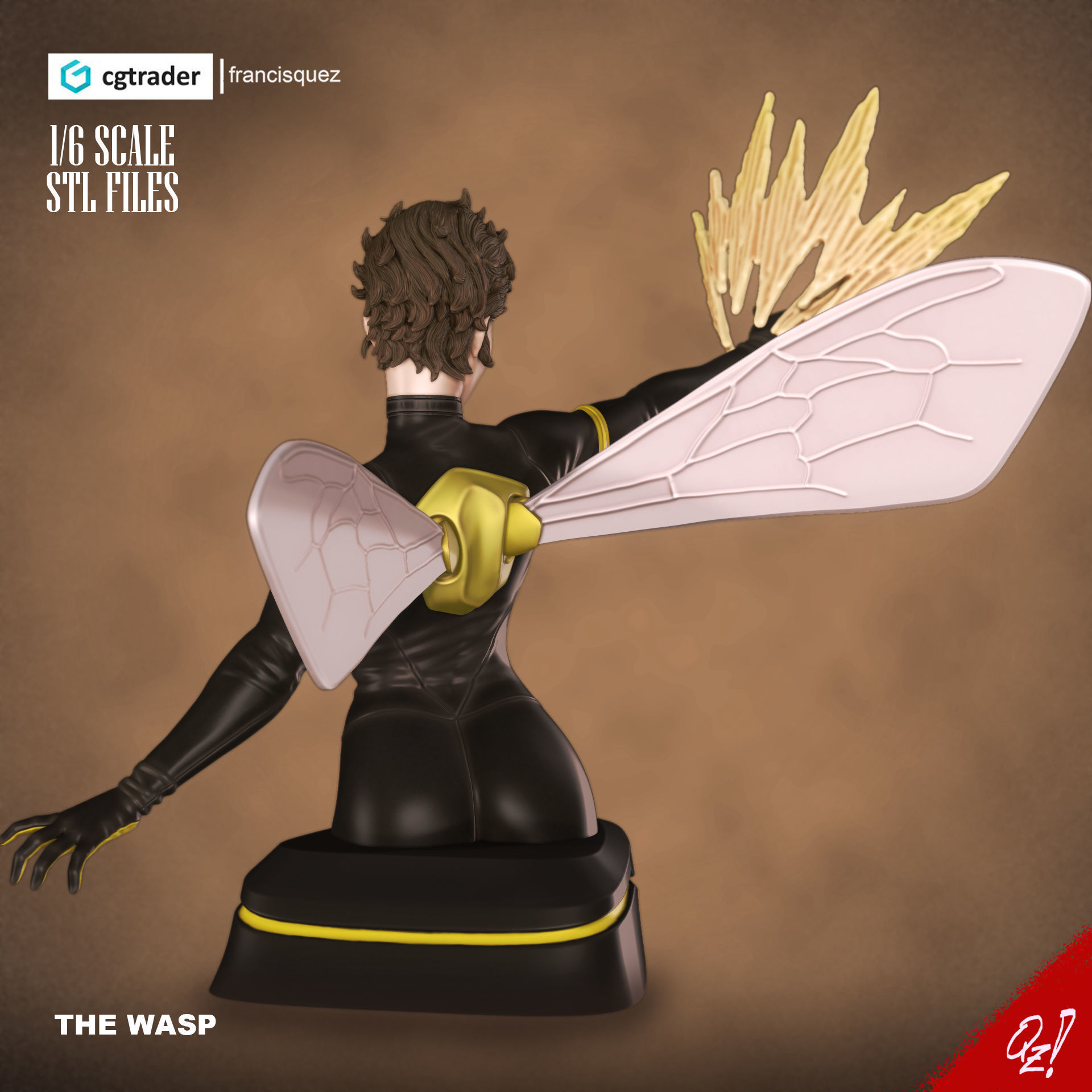 The Wasp Bust Mark Brooks Style  3D print model_1