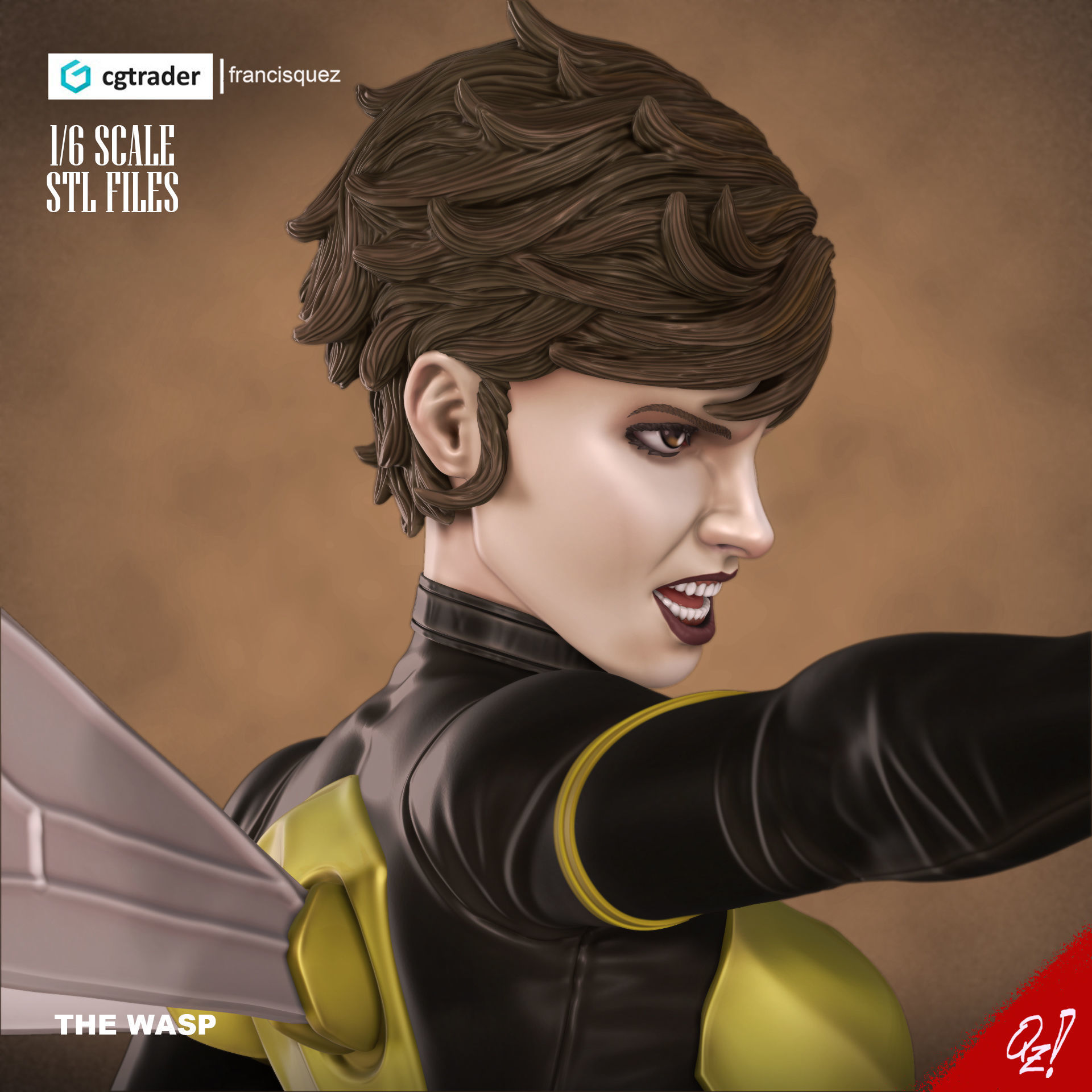 The Wasp Bust Mark Brooks Style  3D print model_2