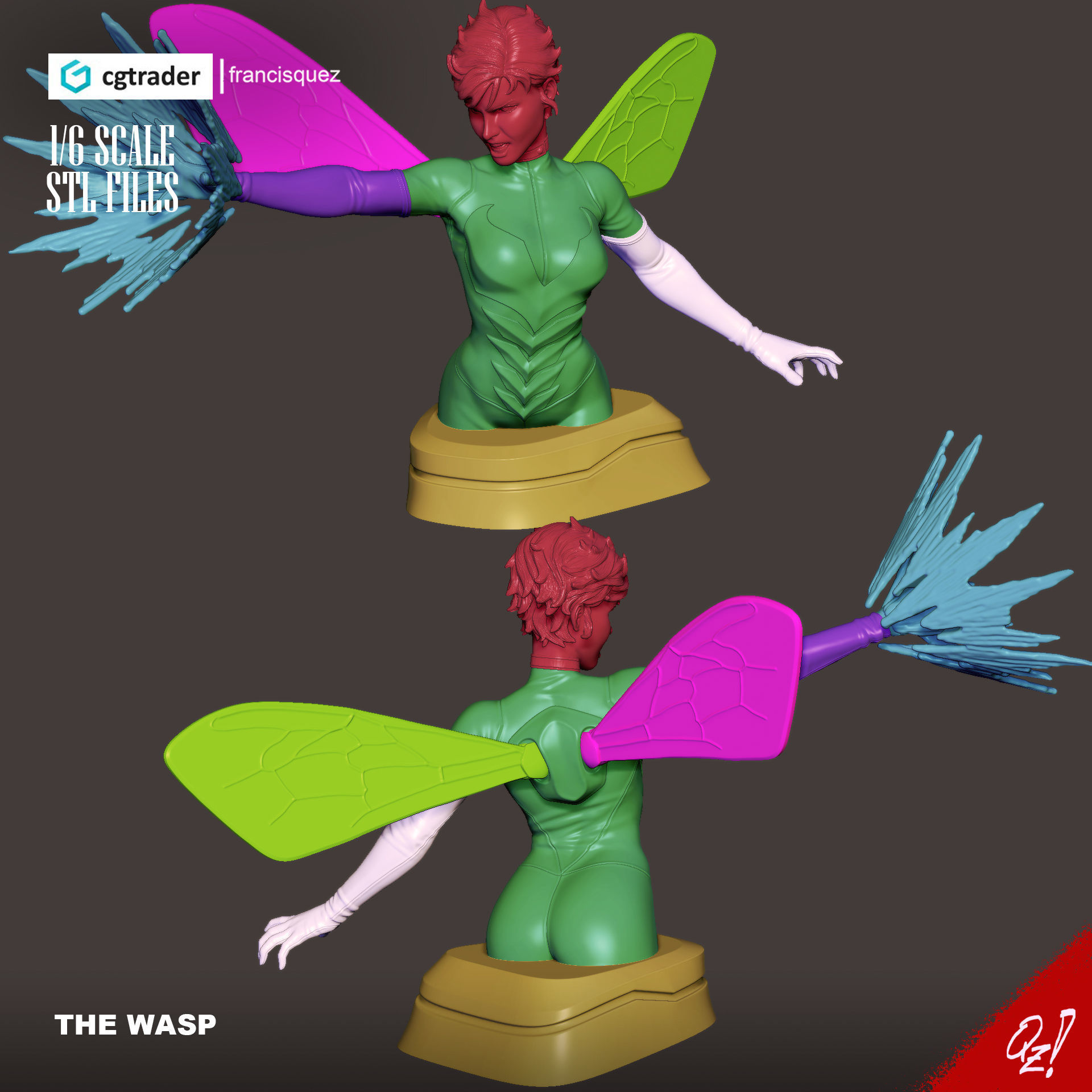 The Wasp Bust Mark Brooks Style  3D print model_3