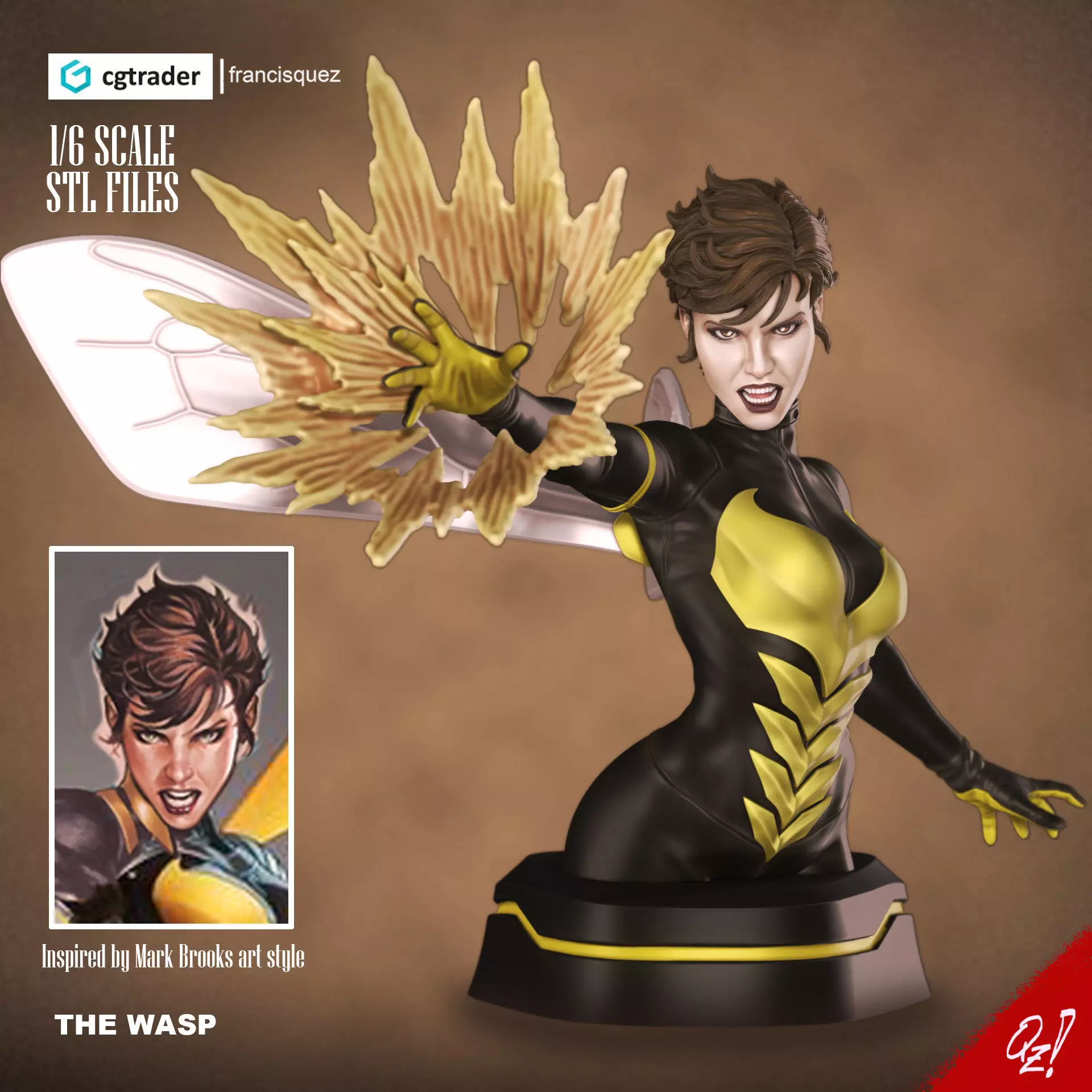 The Wasp Bust Mark Brooks Style  3D print model_0
