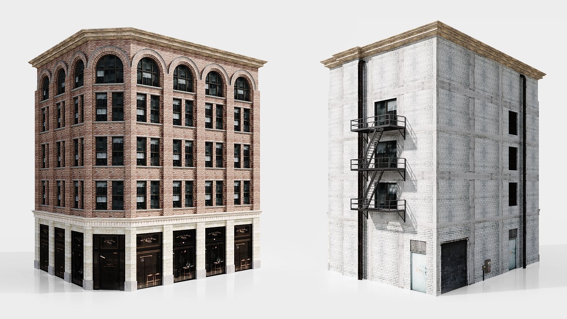 city collection Lowpoly Low-poly 3D model_1