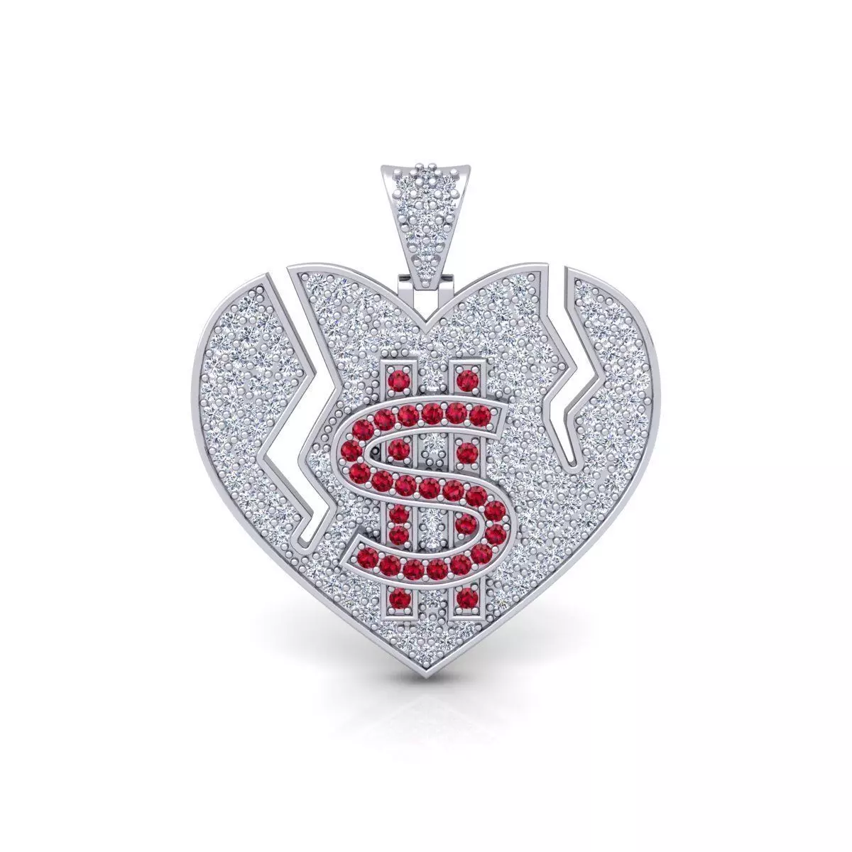Heart Pendent With Dollar Sing 3d Model 3D print model