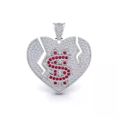 Heart Pendent With Dollar Sing 3d Model  3D print model
